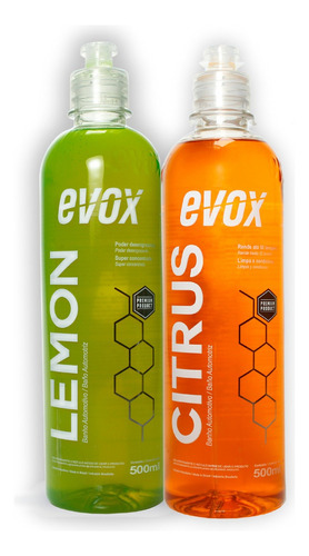 Kit Shampoo Automotivo Citrus 500ml E Lemon 500ml Evox