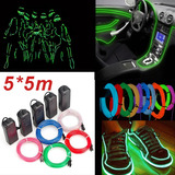 5pcs El Wire Interior Coche Tira Luz Led, Lámpara De Alambre