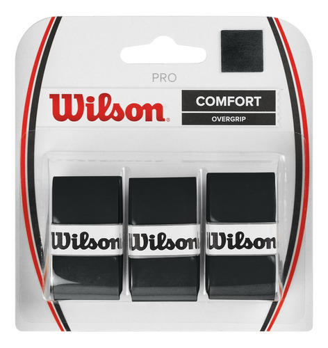 Pack X 3 Pro Overgrip Wilson Comfort Color Negro Cubregrip Liso Para Tenis Padel