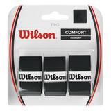 Pack X 3 Pro Overgrip Wilson Comfort Color Negro Cubregrip Liso Para Tenis Padel