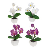 Binfen Mini Orquídeas Artificiales Phalaenopsis En Blanco Y 