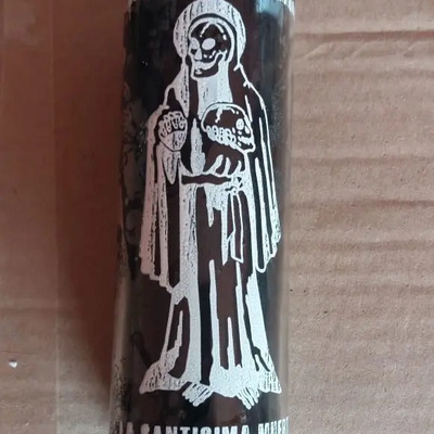 Veladora Parafina Santa Muerte Negra Caja C/12 Negro Liso