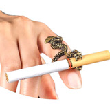 Anel Masculino Regulável Dragão Suporte Cigarro Dedeira Rock