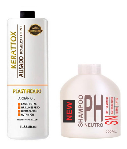 Alisado Brasileño Fuerte 1 Litro + Shampoo Neutro 500 Ml