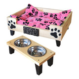 Cama Para Mascotas (70x60cm) + Comederos + Colchoneta