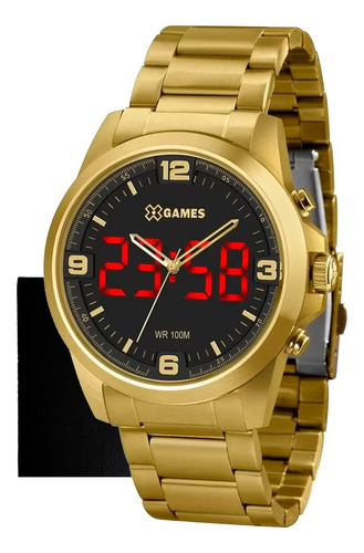 Relógio X-games Masculino Anadigi Dourado Xmgsa007