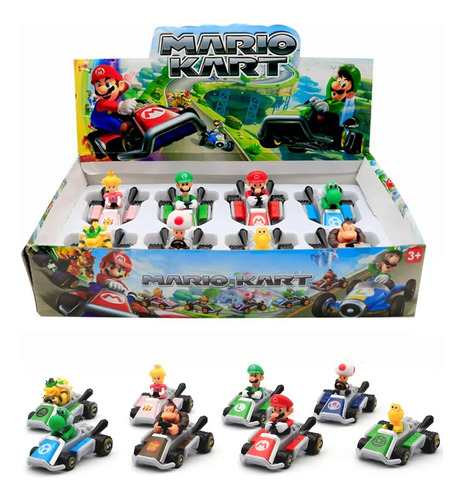Mario Kart Super Mario Bros Colección Set X8 Figuras En Caja