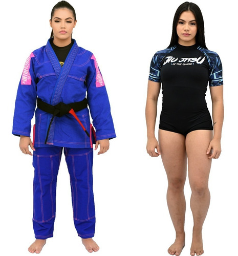 Kimono De Jiu Jitsu Trançado Feminino +  Body Carpa