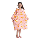 Polerones C/c Manta Polar Bata Salida De Baño Invierno Frazada Sherpa Terciopelo Coral Para Niños