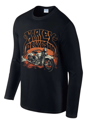 Playera Harley Davidson, Manga Larga 100% Algodón Moto