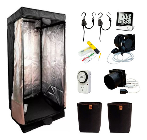 Combo Kit Carpa Indoor Y Accesorios 80x80x160 Completo