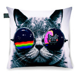Almofada Decoração Gato Maneiro Meme Arco-iris 30x30