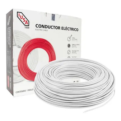 Cable Electrico Iusa Blanco Thw 8 Cobre Puro 100 Metros THW-LS \u002F THHW-LS CE RoHS | Meses sin interés