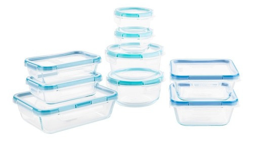 Set 18 Refractarios Vidrio Snapware Comida Recipiente Cocina Color Transparente