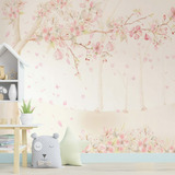 Papel De Parede M² P/ Quarto De Menina Flores Floral Mulher