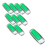 10 Plafones Lateral Led Y Gel 4 Leds Centrales Verde 12-24v