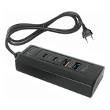 Cargador Usb 4 En 1 220v Carga Rapida Tipo C Y Usb Blanco