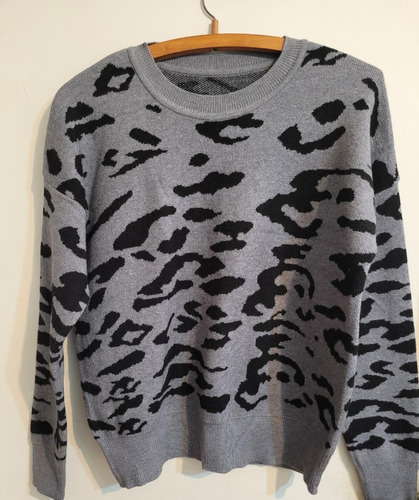 Sweter Doble Bremer Gris Animal Print T Unico Moda Circular