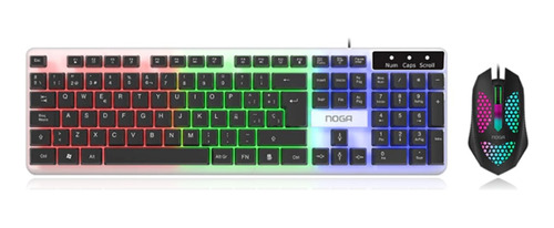 Combo Teclado Mouse Gamer Con Luz Rgb Y Teclas Elevadas Noga