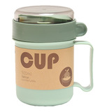 Lonchera Contenedor Comida Lunch Box 500ml Taza Cubiertos Color Verde