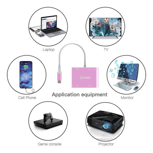 Usb C To 4k Hdmi Vga Adapter 5 In 1 Hub Usb 3.0 Otg Charging