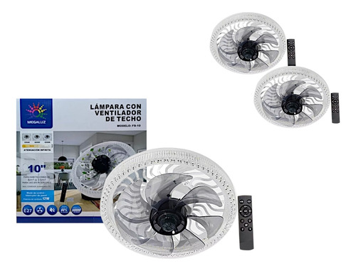 Lampara Foco Led Ventilador Control 10 PuLG E27 34w 2pzas