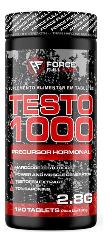 Testo 1000 Suplemento Nutricional Precursor Hormonal Hardcore Testo Boost 70% Saponins 1400mg Por Tablete Sabor Sem Sabor