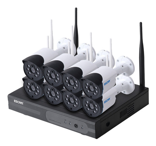 Kit Nvr Sistema 8 Cámaras De Seguridad Wifi Escam Wnk804 3mp