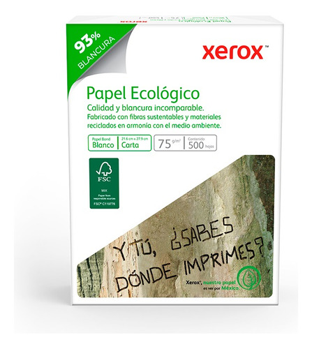 Resma Papel Ecologico Carta 500 Hojas - Xerox