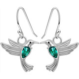 Aros Colgante Colibrí Plata Fina 925 Pendientes Mujer Joyas