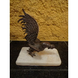 Antiga Escultura Galo Metal Patinado Base Mármore - R 0854