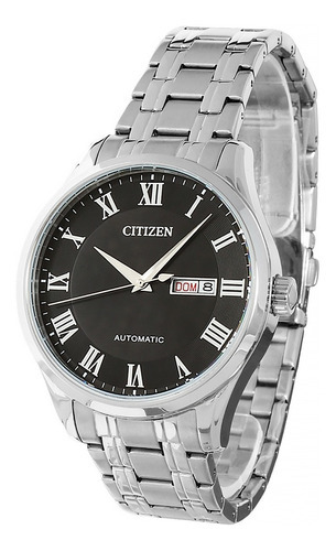 Relógio Citizen Masculino Automatico Tz20797t Aço Prata Cor Do Fundo Preto