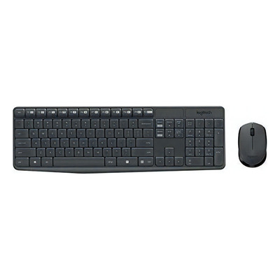 Kit Teclado E Mouse Sem Fio Logitech Mk235 Portugues Brasil Mouse Preto Teclado Preto