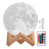 Lampara Velador Luna 3d Rgb 16 Colores Moderno Lamparas Mesa