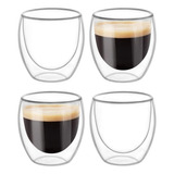 Shot Taza Doble Pared Vidrio Borosilicato 80ml Espresso X4