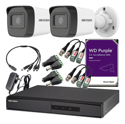 Kit Seguridad Hikvision Dvr 4ch + 2 Camaras 1080p + Disco