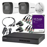 Kit Seguridad Hikvision Dvr 4ch + 2 Camaras 1080p + Disco