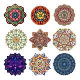 Trio De Quadros Mandala Decorativo De Parede Adesivada 30x30