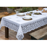 Toalha De Mesa Retangular Renda Tulipa 10 Lugares 1,60x 3,20