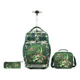 Kit Mochila Escolar Infantil Rodinhas Lancheira Térmica