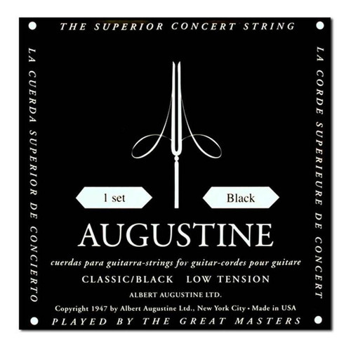 Classic Black Augustine Cordas Nylon Tensão Baixa P/ Violão