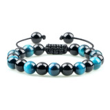 Pulsera De Piedra Onix Ojo De Tigre Blue M1