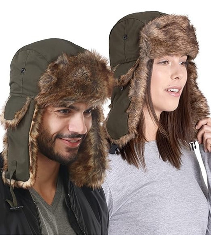 Gorro Ruso Unisex Cálido De Lona Invierno Mod. Aviador