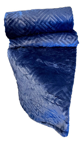 Cobertor Manta 1,80x2,40 Flannel Embossed Antialérgico Casal Cor Azul-marinho