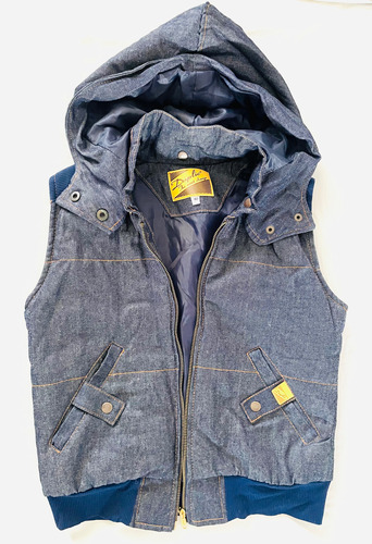 Chaleco Con Capucha Jean Azul Talle 40 Unisex