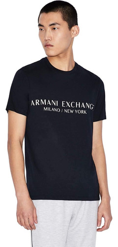 Playera Armani Exchange Original Negro Logo Ax Negro Slim 6