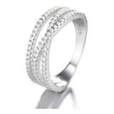 Anillo Plata S 925 Mujer Circones Blancos Elegante Moderno