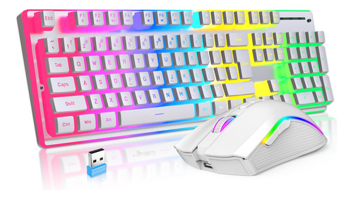 Teclado Y Mouse Gamer Inalámbrico Recargable Pudin Clave Us