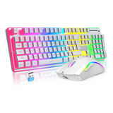 Teclado Y Mouse Gamer Inalámbrico Recargable Pudin Clave Us