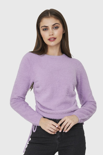 Sweater Peludo Recogido Lateral Lila Nicopoly